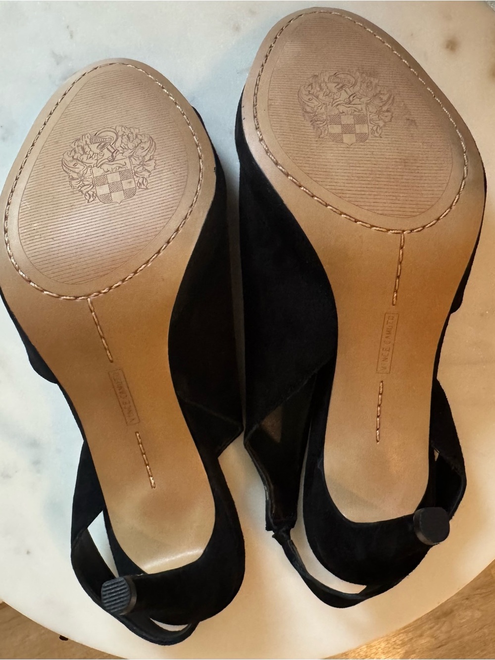 Vince Camuto Crasantha Black Suede Open-Toe Slingback Mules - Picture 8 of 11